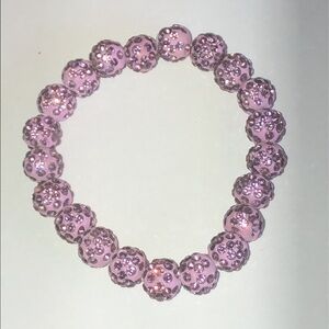 Pinkish Purple Rhinestone Bead Stretch Bracelet